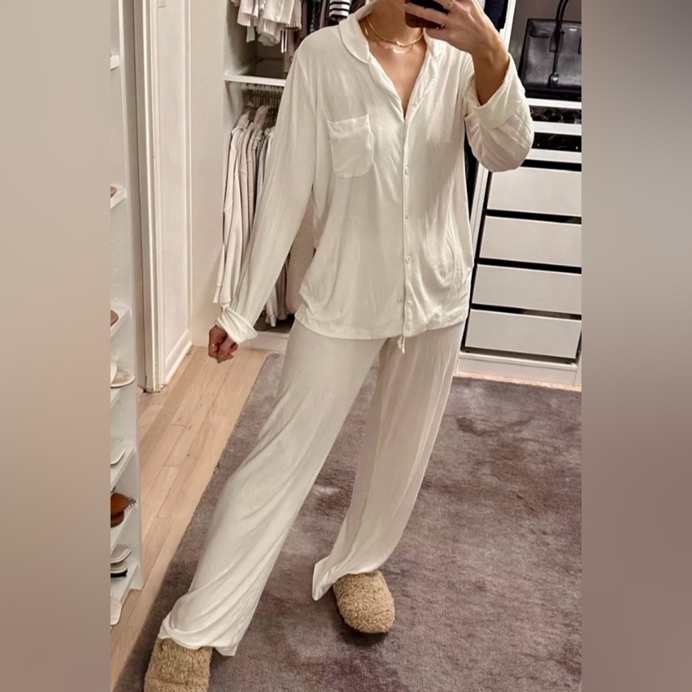 GORG! SKIMS Marble White Soft Lounge Sleep Set Pajamas Sz Small S